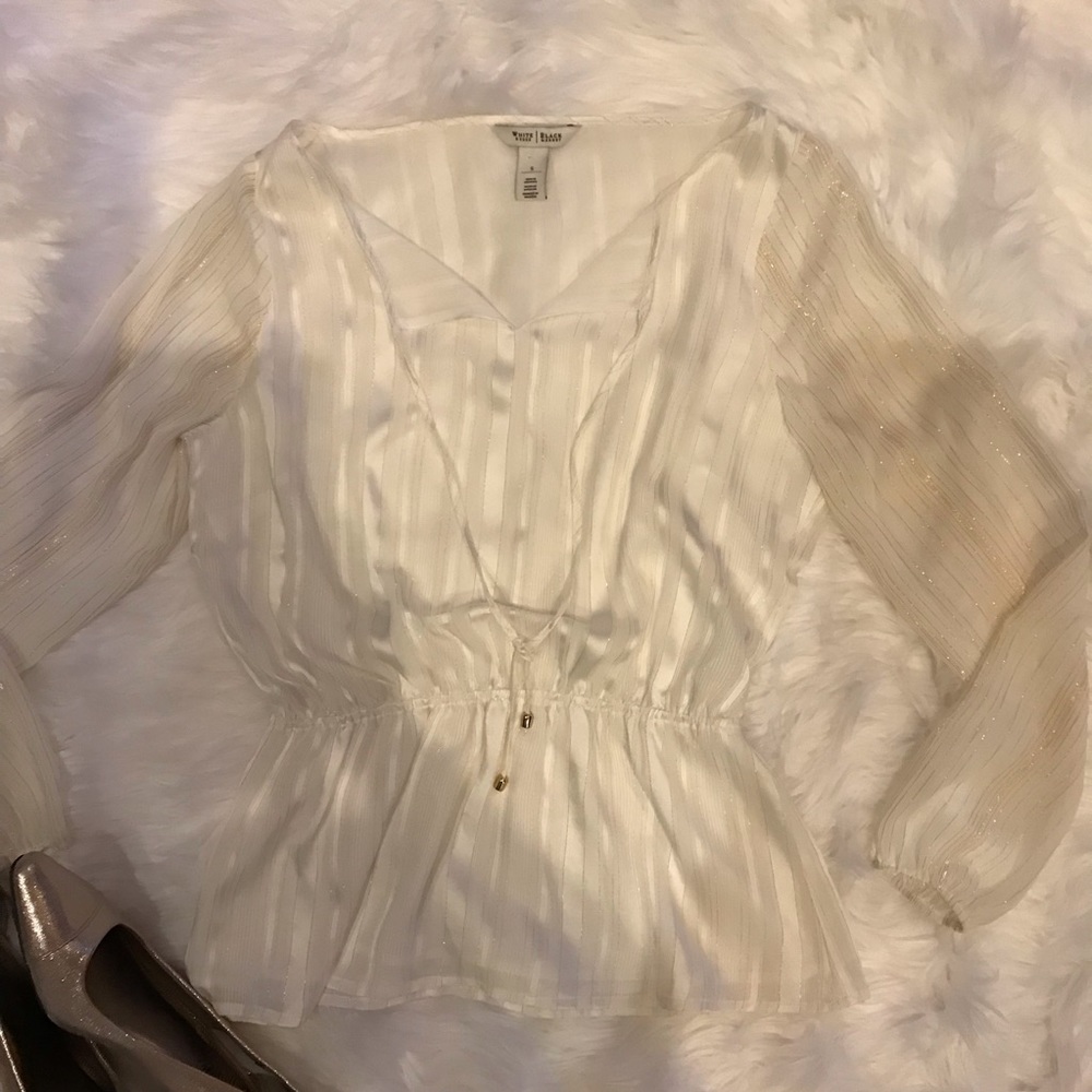 White House Black Market | White & Gold Tunic